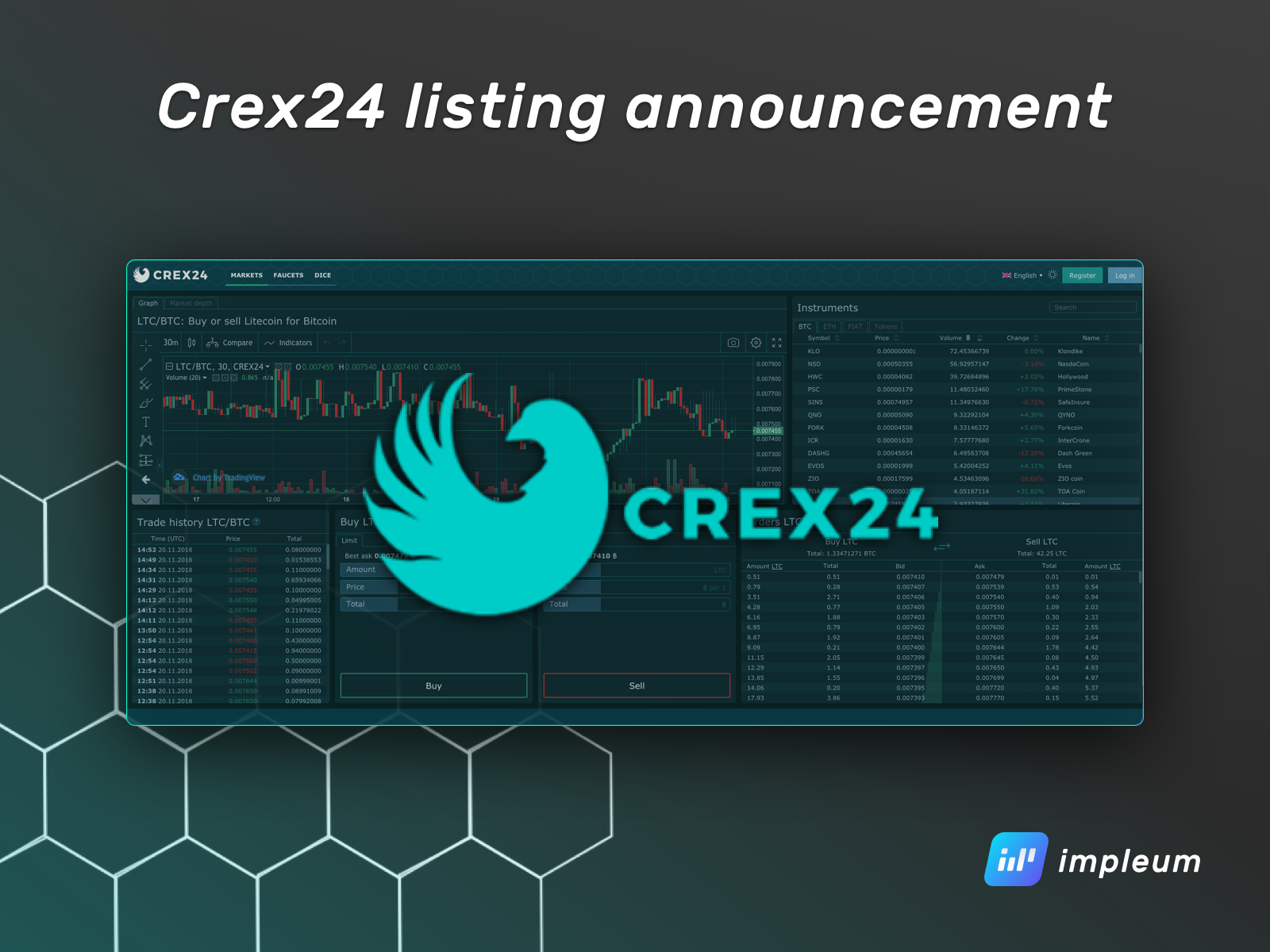 Crex24 listing announcement - Impleum